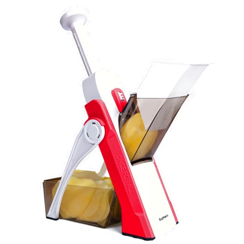 SUPMAKIN Safe Mandoline Slicer for Kitchen, Adjustable Vegetables & Food Chopper, Potatoes Slicer | French Fry Cutter & Veggie Dicer, Chopping Artifact for Fast Meal Prep Gift Red
