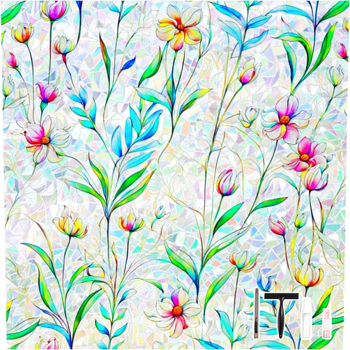 LEMON CLOUD Window Privacy Film Rainbow Film Decorative Window Clings, 3D Decals Stained Glass Stickers Coverings Tint for Home Heat Control, Non-Adhesive 17.5 x 78.7 Inch