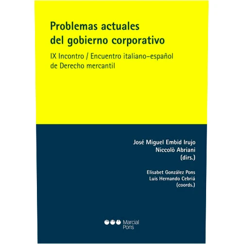 José Miguel Embid Irujo,Niccolò Abriani Problemas actuales del gobierno corporativo: IX Incontro/Encuentro italiano-español de Derecho mercantil