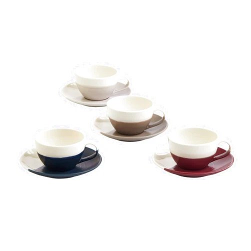 Royal Doulton Coffee Studio Flat White Cup & Saucer Set of 4, Porcelain, Mixed