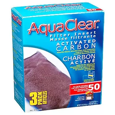 AquaClear 50 Activated Carbon Inserts, Aquarium Filter Replacement Media, 3-Pack, A1384 3 Pack White