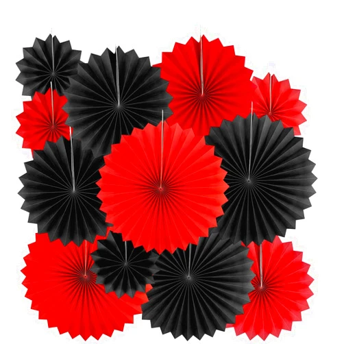 AKIO CRAFT Casino Party Hanging Paper Fans Decorations - Viva Las Vegas Game Night Birthday Party Wedding Bridal Shower Carnival Party Ceiling Hangings Photo Booth Backdrops Decorations, 12pc