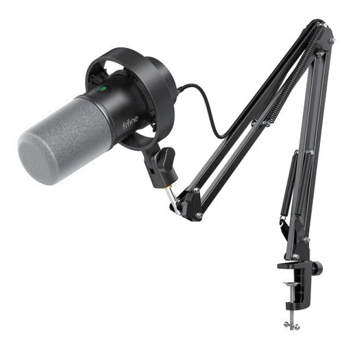 FIFINE K688 Podcast Microphone Kit, USB/XLR Dynamic Microphone with Boom Arm for PC/XLR Mixer, Gaming Mic with Mute Button, Headphone Jack for Vocal, Voice-Over, Streaming, Music Recording -K688CT