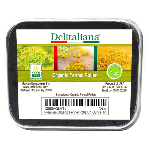 Delitaliana Premium Organic Fennel Pollen, 1 Ounce Tin