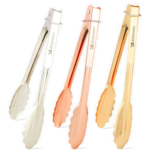 MSY BIGSUNNY 9 Inch Kitchen Food Tongs, Buffet Tongs, Serving Tongs for Cooking, Grilling, Aluminum Tongs - Set of 3 (multi color)