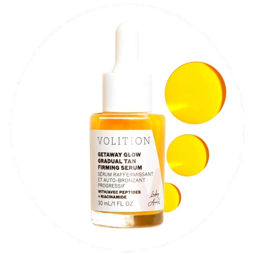 Volition Beauty Getaway Glow Gradual Tan Firming Serum with Peptides + Niacinamide | Hydrating & Plumping Tanning Drops for Face | Boosted with Hyaluronic Acid & Natural Sunless Tanning Ingredients