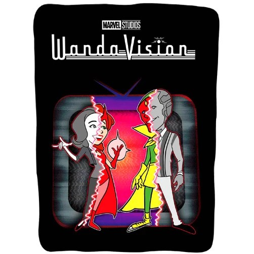 Surreal Entertainment Marvel: WandaVision Scarlet Witch Wanda & Vision in Color Halloween Throw Blanket | 45 x 60 Inches | Plush Throw Blanket | Cozy Sherpa Blanket | Super Soft Lightweight Fleece Blanket |