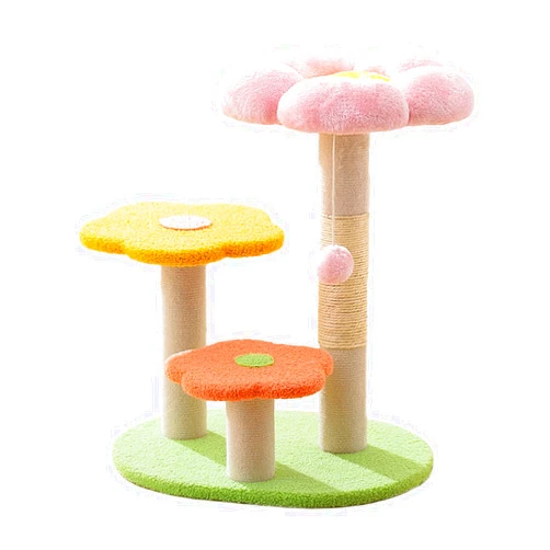 Generic SHIBOHAN Cat Tree 57cm Cat Climbing Tower Flower Shape Cat Scratching Post Cat Activity Trees Multi Color with Toy Ball for Kitty Kitten Pink