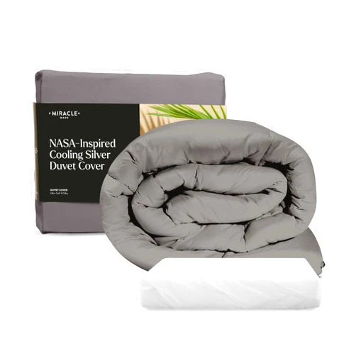 Miracle Made Queen Size Bedding Set with Queen Comforter, Duvet Cover and Water Resistant Mattress Cover, Silver Infused 300-Thread, Thermoregulating, Cooling, Easy Maintenance, Stone Grey