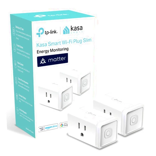 Kasa Smart Plug, Matter Compatible, Energy Monitoring, Compact Design, 15A/1800W Max, Super Easy Setup, Works with Apple Home, Alexa & Google Home, UL Certified, 2.4G Wi-Fi Only, White, KP125M(2-Pack)