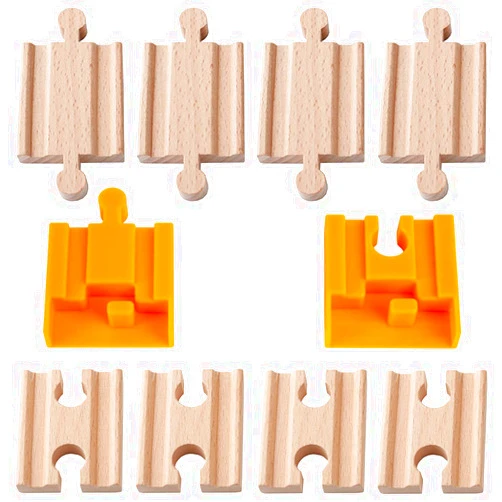 Orbrium® Toys 8 Pcs Wooden Train Track Male-Male Female-Female Adapter Pack Fits Thomas Brio Chuggington Set