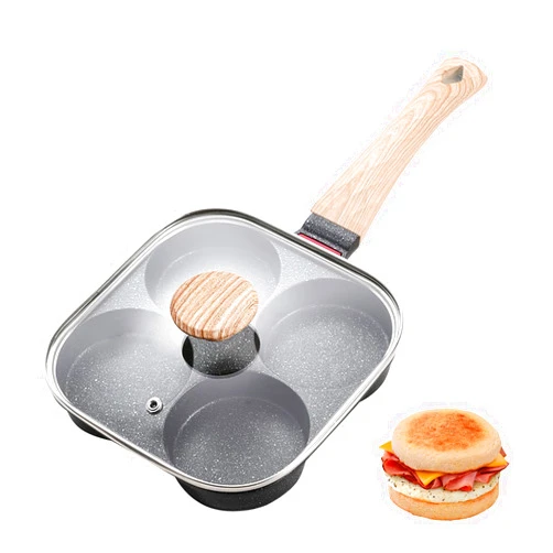 JUSTUP Nonstick Egg Frying Pan, Egg Pan Divided Grill Pan, Heat Resistant Handle 3 Section Skillet, Omelette Pan for Breakfast, Egg, Bacon and Burgers