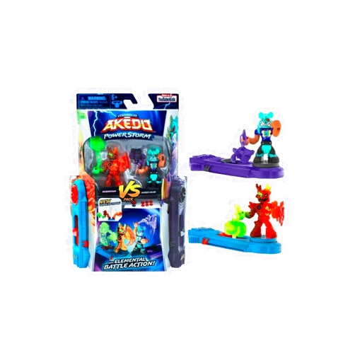 Akedo Legends of Akedo Power Storm - Versus Pack - 2 Mini Battling Warriors and 2 Battle Controllers - Burndown Versus Shred Head