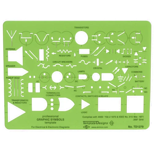 ALVIN TD1279, Electric/Electronic Template, Design Tool for Students and Professionals Size: 5
