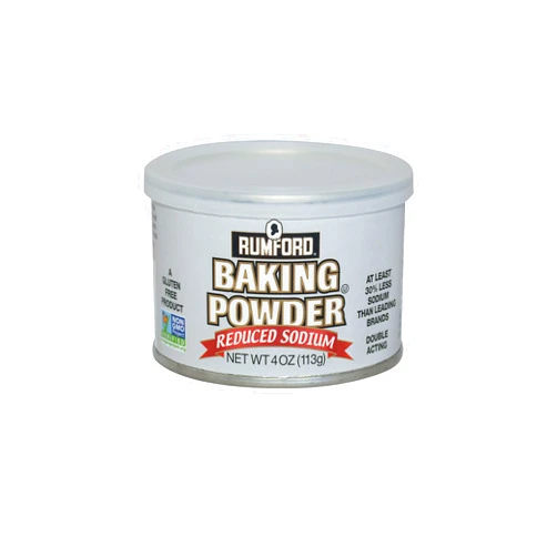 Rumford Reduced Sodium Baking Powder 4oz, NON-GMO Gluten Free, Vegan, Vegetarian, Double Acting Baking Powder in a Resealable Can with Easy Measure Lid, Kosher, Halal (Pack of 24)