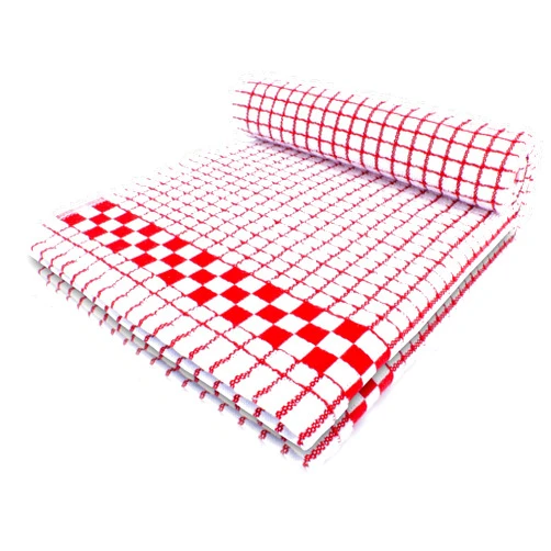 Fecido Classic Kitchen Dish Towels with Hanging Loop - Heavy Duty Absorbent Dish Clothes - European Made 100% Cotton Tea Towels - Set of Two, Red
