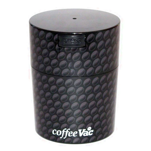 COFFEEVAC 1/2lb Sempre Fresco - Vacuum seals with a push of a button, Black with Bean and Logo