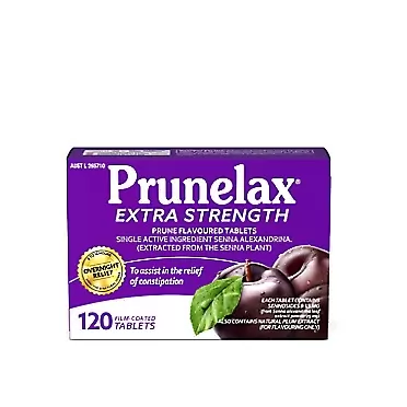 Prunelax Tablets - Extra Strength Natural Laxative Supplement Containing High Strength Senna for Constipation Relief & Restore Normal Bowel Motion- 120 Tablets