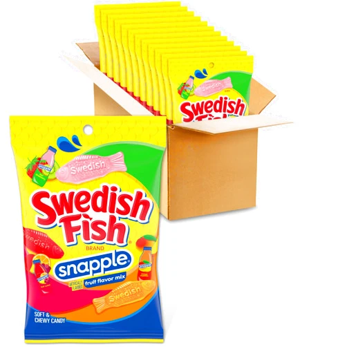 SWEDISH FISH Snapple Soft & Chewy Candy, 12-8.04 oz Bags