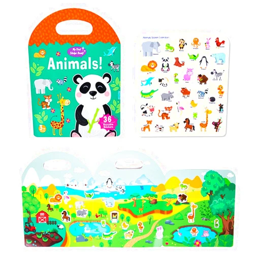 SAOTAENG Portable Jelly Sticker Books for Kids 3-4, Toddler Quiet Book, Montessori Preschool Learning Activities Educational Travel Toys Gift, Animals Stickers