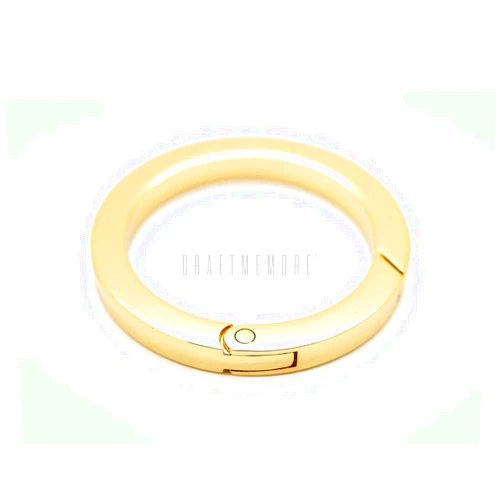 CRAFTMEMORE Metal O Ring Spring Opening Purse Making Snap Angle-Edge O-Rings Clip Key Ring Holder 2pcs SCOF (1 1/2 Inch, Gold)