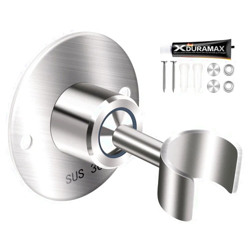 hancook Stainless Steel Shower Head Holder, 360° Adjustable Handheld Bathroom Shower Head Bracket, Metal Shower Spray Holder Wall Mount, Brushed Nickel (SUS304)