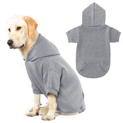 KOOLTAIL Basic Dog Hoodie - Soft and Warm Dog Hoodie Sweater with Leash Hole and Pocket, Dog Winter Coat, Cold Weather Clothes for XS-XXL Dogs Grey