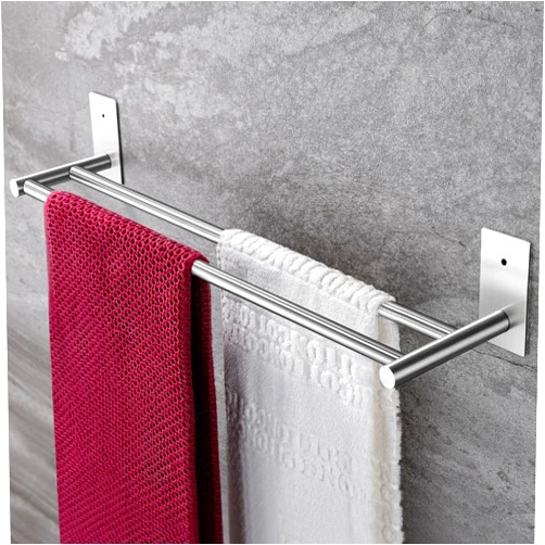 Taozun 24-Inch Bathroom Towel Bar Self Adhesive Double Towel Rack SUS304 Stainless Steel Towel Holder Towel Rail Stick on Wall