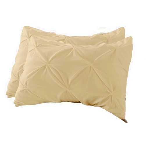 Rineni Set of 2 Pillow Shams Pinch Pleated 100% Egyptian Cotton 1000 Thread Count Super Soft Decorative Hotel Class Bedding (Queen (20X30 Inches), Taupe
