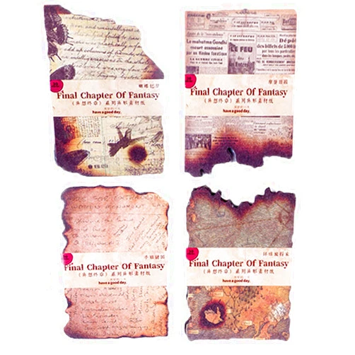 Ahuowom Scrapbook Paper Old Looking Paper Designs,120 Sheets Vintage Old Burned Paper for Bullet Journals,Junk Journal Planners,Retro Crafts(4 Styles)