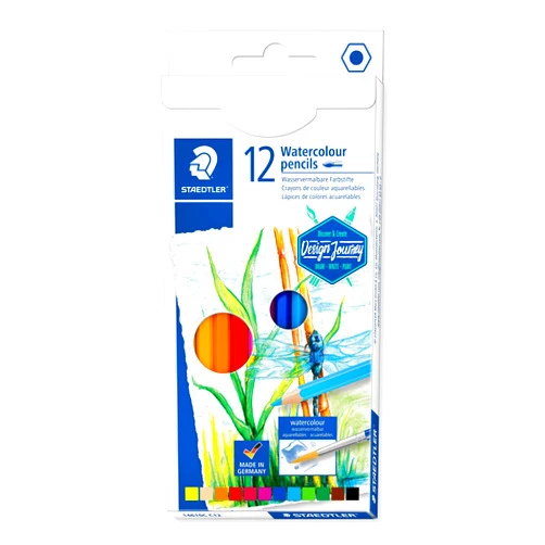 Staedtler Premium Watercolor Pencils, Pre-sharpened, Art Set of 12 Colors, 14610C C12