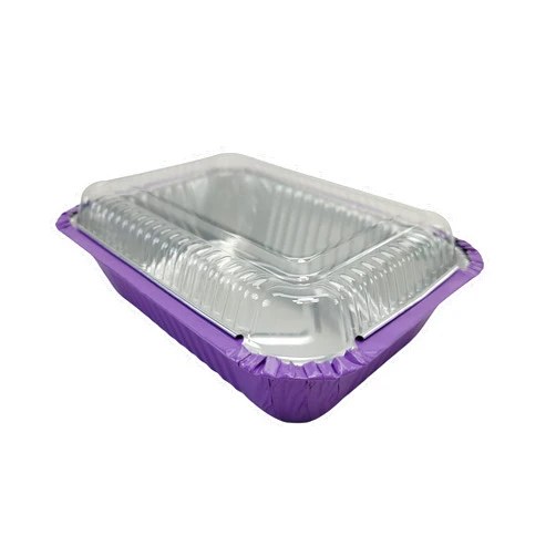 KitchenDance.com KitchenDance 1.5 lb. Colored Foil Takeout Containers With Lids - Heavy Gauge Aluminum Containers - Casserole Dish Disposable Pans for Cooking, Freezing, Food Prep, Storage - 7650 (Purple, 50)