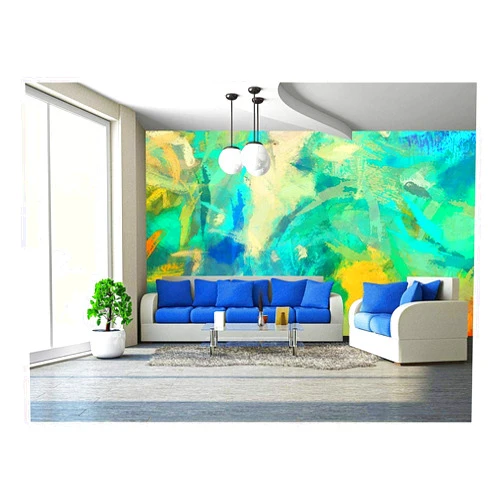 wall26 - Art Abstract Painted Background with Green, Blue and Orange Blots - Removable Wall Mural | Self-Adhesive Large Wallpaper - 66x96 inches