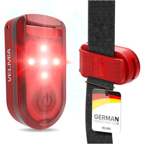 VELMIA Running Light for Runners (2 Pack) for Maximum Safety Through Visibility I Clip On Strobe & Reflective Gear - Dogs, Walking, Bike Taillight, Stroller