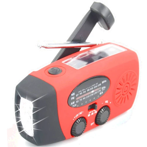 Aivica 【Aivica-088】 7400mWh NOAA Weather Radio Emergency Radio Solar, Hand Crank, Type-C USB Charge AM/FM/NOAA Radio 3 LED Flashlight 2000mAh Smart Phone Charger Power Bank(Red)