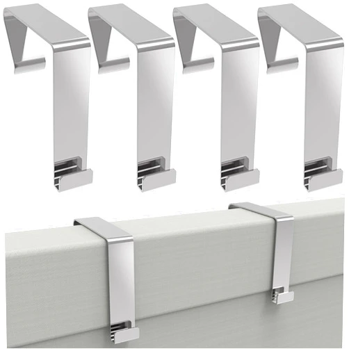 KOPKIO 4 Pcs Office Cubicle Hangers Over The Door Hook, Cubicle Walls Hooks Universal Panel Partition Metal Hooks for Hanging File Bins, Keys, Whiteboard (Silver)
