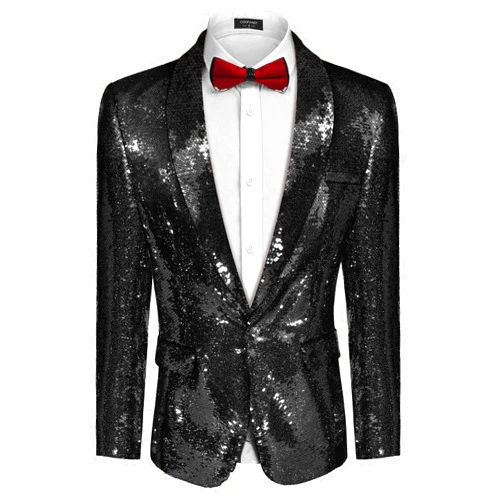 COOFANDY Mens Sequin Blazer Tuxedo Party Prom Wedding Tuxedo One Button Jacket