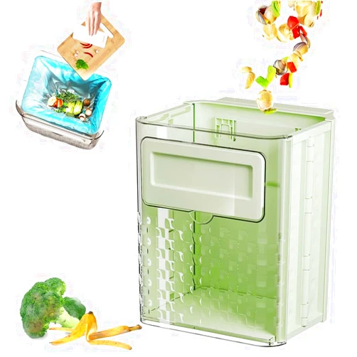 RRISETAG Innovative Foldable Hanging Trash Can,2024: Collapsible Waste Bin for Kitchen - Hangs Anywhere in Cabinet, Car, Bedroom, or Bathroom (Green)