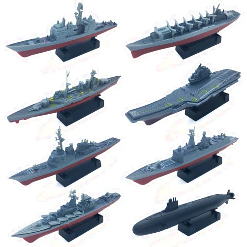 Kvvdi 8 Sets 3D-Puzzle Model Battleship Aircraft Carrier Toy Submarine, Plastic Model Warships Ship Kits, Navy for Collection