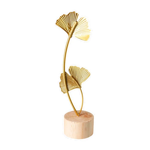 Leadigol Modern Ginkgo Leaf Statues,Gold Ginkgo Leaf Desktop Decoration Sculpture,Metal Desktop Ornaments Figurines,Home Décor Statue for Office
