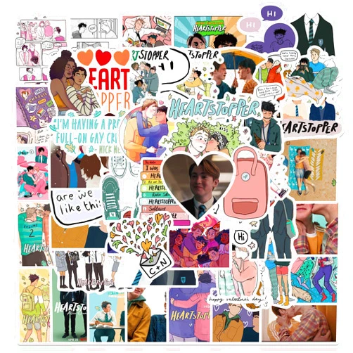 WDWLL Heartstopper Stickers Decorations, 50 Pcs UK TV Play Stickers for Kids Adults, Cute Vinyl Laptop Stickers for Laptop,Skateboard, Water Bottles, Cars,Scrapbook (Heartstopper)