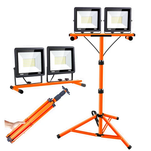 HOHOMETIC 21000 Lumen Work Lights with Stand, 2 Adjustable Head LED Work Light, with Adjustable and Foldable Tripod Stand, Waterproof Lamp with Individual Switch with 6500 Kelvin Color Temperature