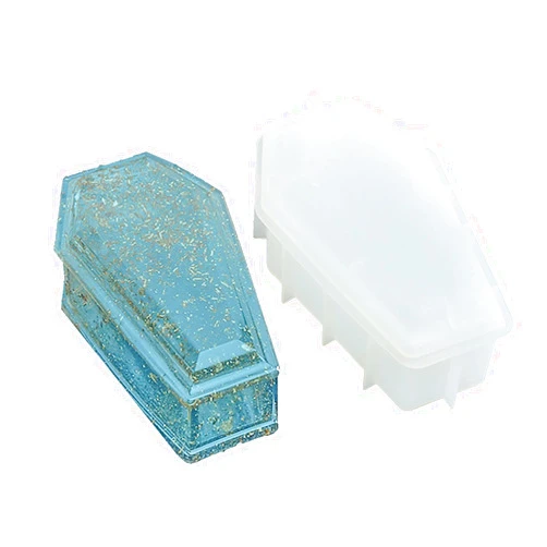 N\A Coffin Storage Box Silicone Halloween Theme Casket Resin Mold Bottle Jar Epoxy Silicone Casting Molds for Jewelry Ornaments Trinket, 3D DIY Making Handmade Home Decor Crafts