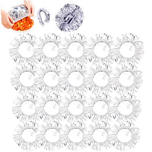 Generic 50PCS Aluminum Foil Heat-Retaining Cover for Home Dining Tables and Food Containers,Elastic Food Covers,Kitchen Freshness Preservation and Insulation,for Kitchen Bowls,Pots,Containers (20pcs,42cm)