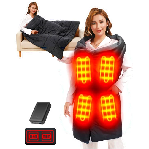 Lvkakmox Heated Blanket Battery Operated - 7.4V Shawl USB Electric Heating Blanket, Portable Wireless Cordless Heated Blankets for Outdoors