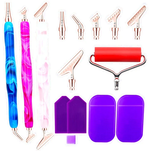 ZYNERY 27-Piece Diamond Painting Pen Kit, 45° Ergonomic Stainless Steel Metal Tips - Resin Diamond Art Pens - Diamond Painting Accessories Tools Pens for Diamond Painting Lovers Gifts (Rose Gold Tips)