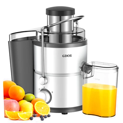 GDOR Juicer with 800W Motor, GDOR Juicer Machine with 3” Feed Chute, Dual Speeds Juice Maker for Fruits and Veggies, Anti-Drip Function Centrifugal Juicer, Include Cleaning Brush, BPA-Free, White