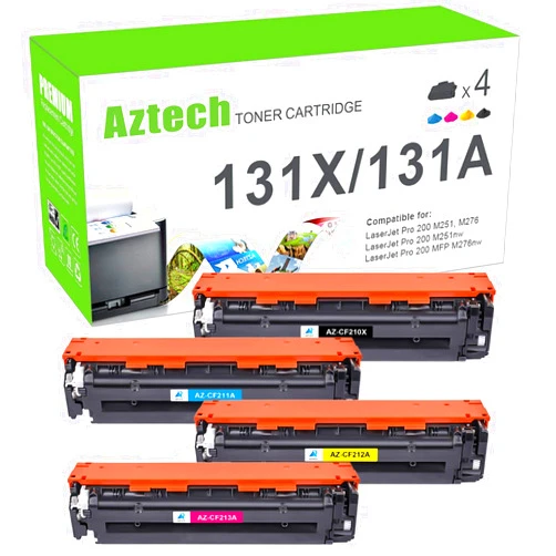 Aztech Compatible Toner Cartridge Replacement for HP 131X 131A CF210X CF210A CF211A CF212A CF213A (Black/Cyan/Yellow/Magenta, 4-Pack)