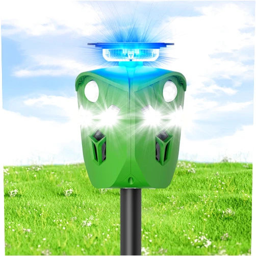 X-octenol Ultrasonic Solar Powered Deer Repellent Device with PIR Motion Sensor 360° Animal Repellent Equipped with Dual Charging Methods Outdoor Protection for Gardens, Yards, and Farms