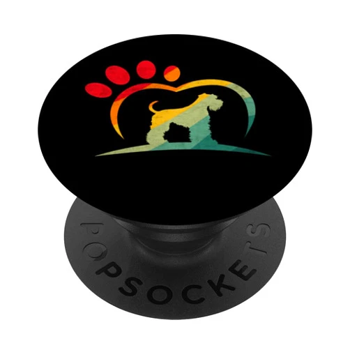 Retro Vintage Dog Heart Designs Retro Dog Paw Heart Design Kerry Blue Terrier Dog PopSockets Standard PopGrip